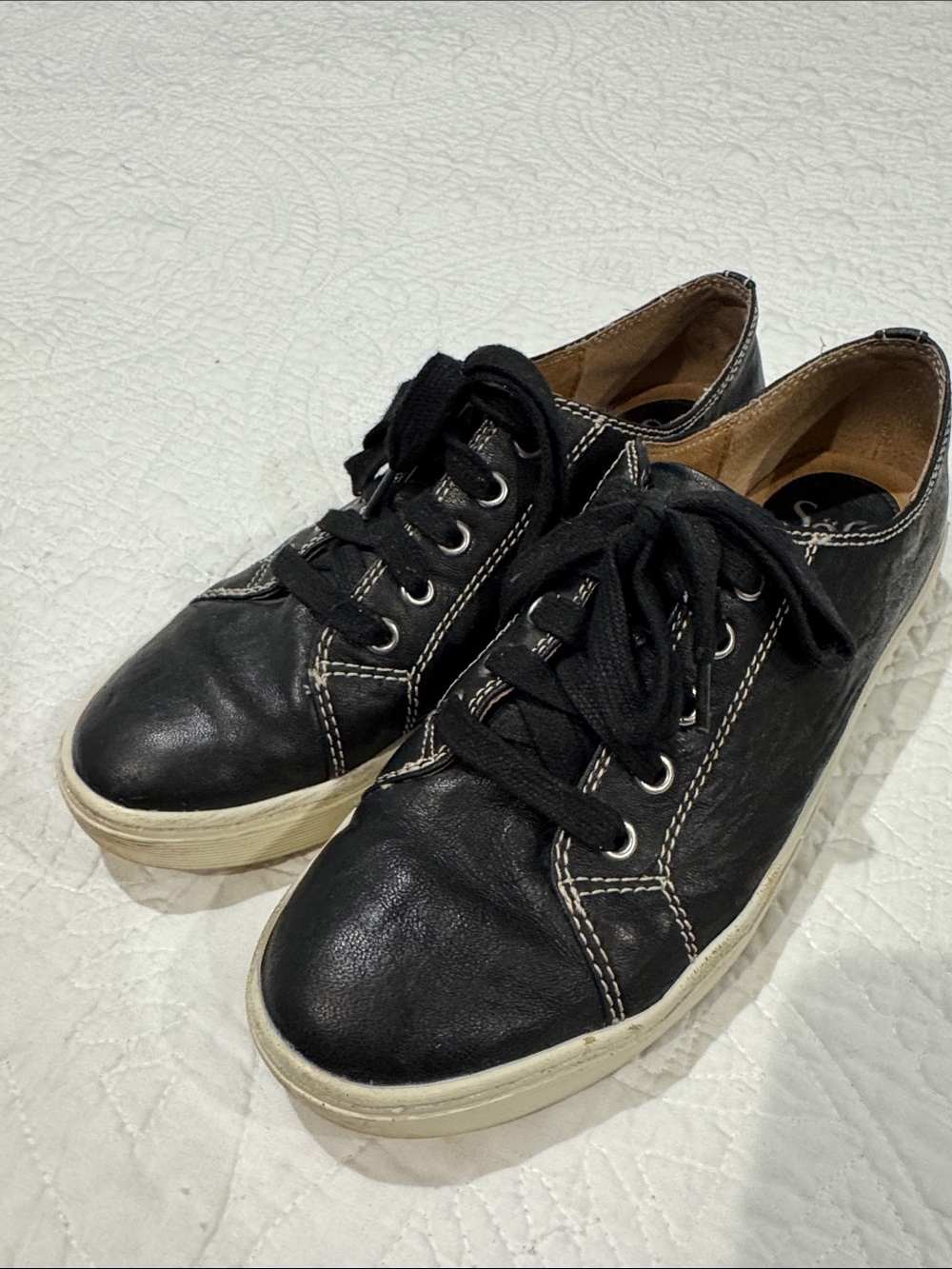 Sofft Black Leather Baltazar Fashion Sneaker Womens Size US 8.5M